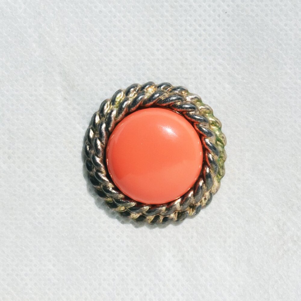 Handmade Gold and Orange Ornate Pin Brooch Accessory